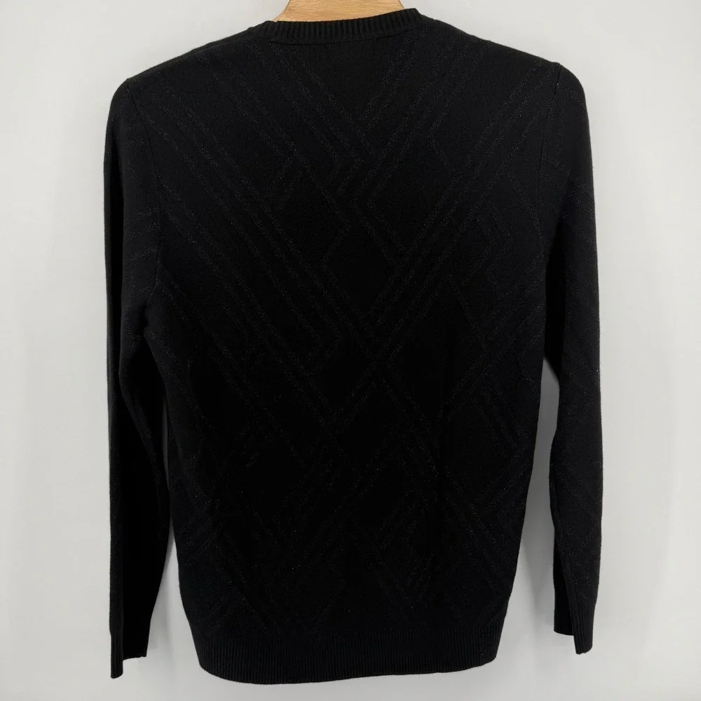 Shaquille O'Neal Men's XLT Black Sweater Metallic Diamond Long Sleeve‎ Crew Neck